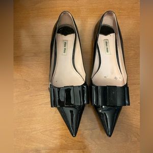 Miu Miu patent pointed bow flats
